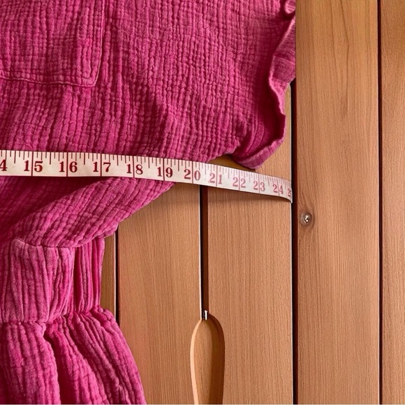 White Birch Pink Gauze Button-Up Jumpsuit | Size Large  boho beachy cottagecore - Picture 5 of 15